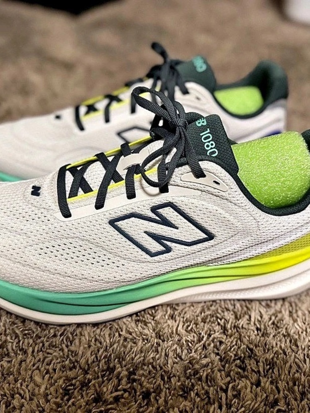 New Balance 1080 Infinion Mens Athletic Shoes in White & Green NWOT